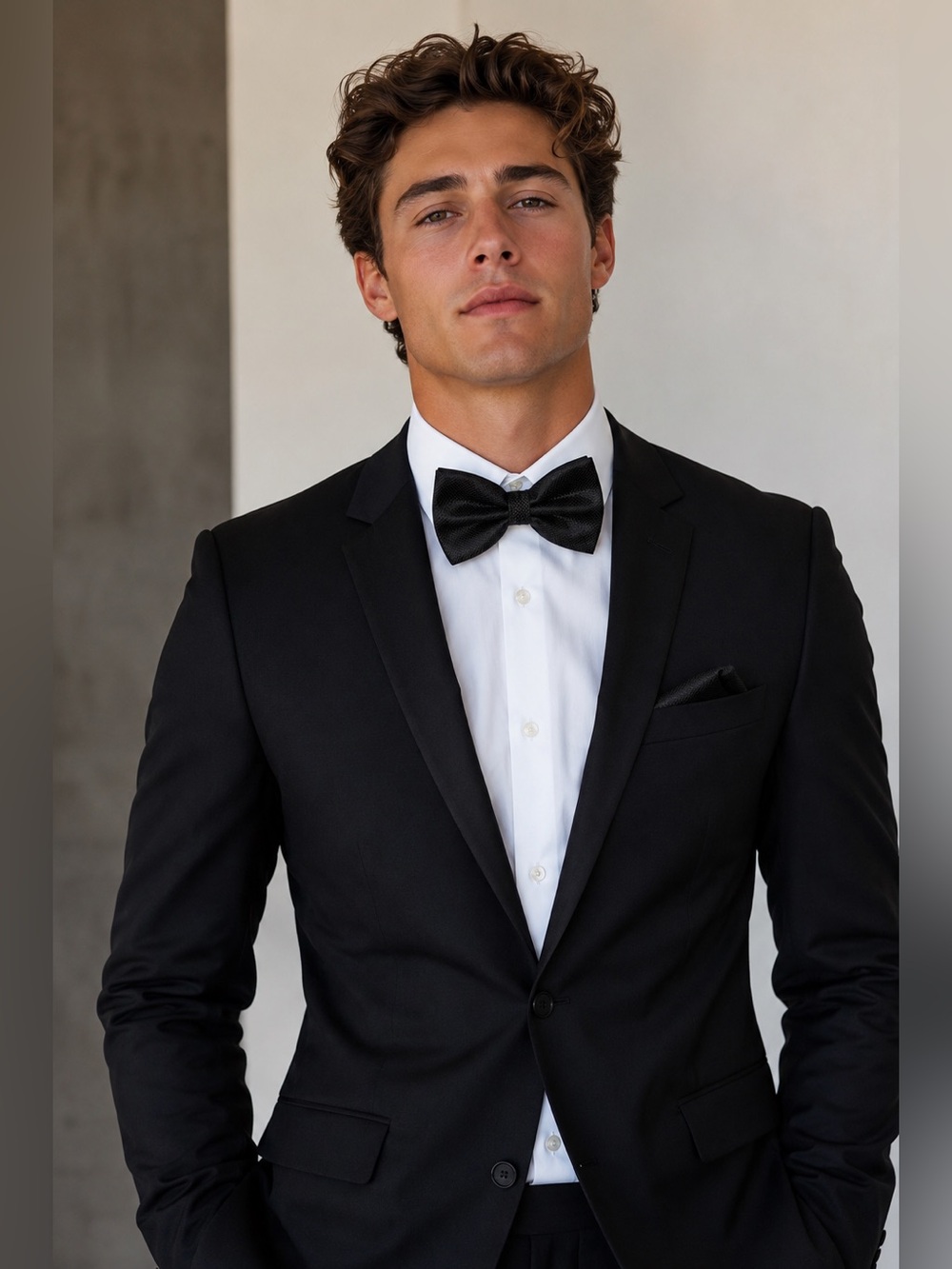 Chaps Black Satin Bow Tie Adjustable Formal Wedding Prom Classic